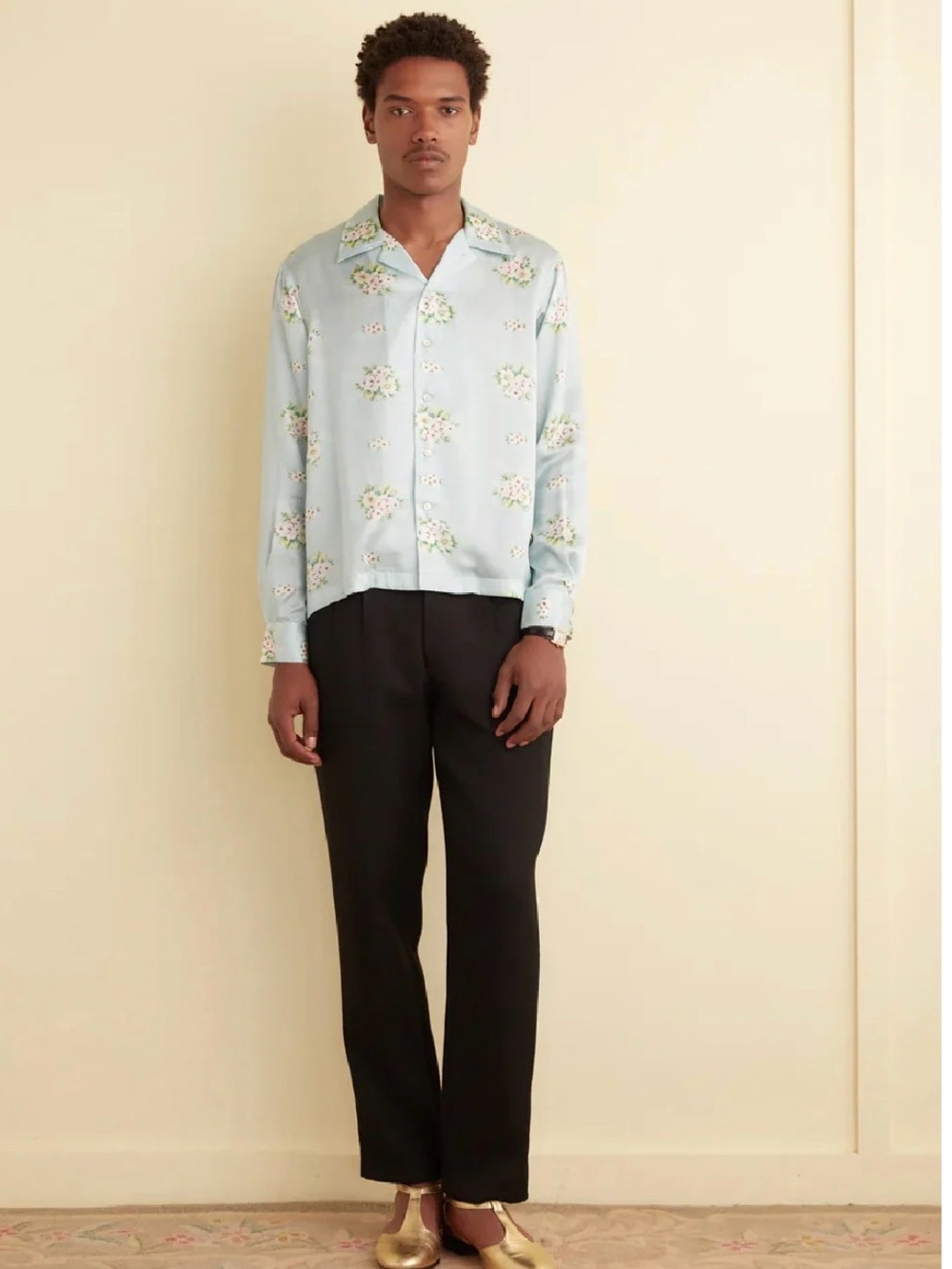 Bode daisy floral print silk shirt